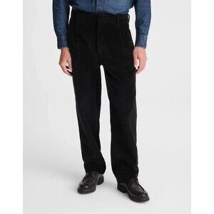 MADEWELL Men's Pleated Trousers In Corduroy 34 Reg Black Cotton NWT B66